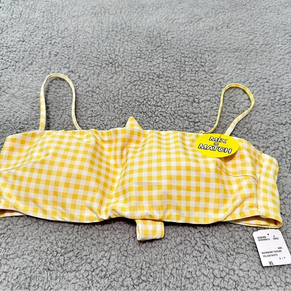 👉 Forever 21 Yellow Gingham Bikini Top (Size XL, NWT):